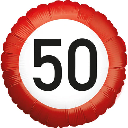 Segnaletica stradale "50 anni" con palloncino ad elio, vuota, 45 cm
