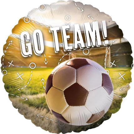 Palloncino a elio a forma di pallone da calcio "Go Team" sgonfio, 45 cm