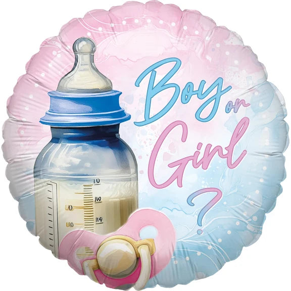 Palloncino ad elio per baby shower "Boy Or Girl" (vuoto) 45 cm