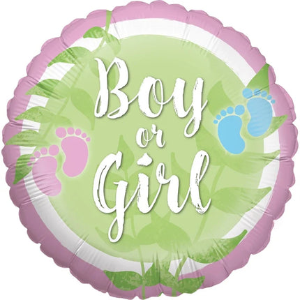 Palloncino all'elio per Gender Reveal, verde, "Boy or Girl", vuoto, 45 cm