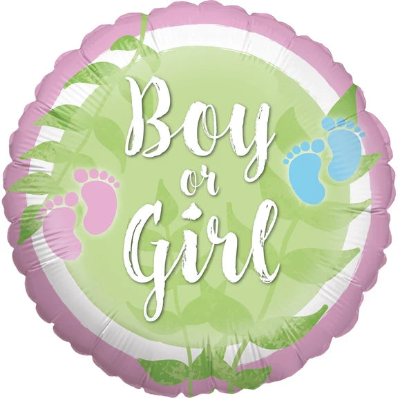 Palloncino all'elio per Gender Reveal, verde, "Boy or Girl", vuoto, 45 cm