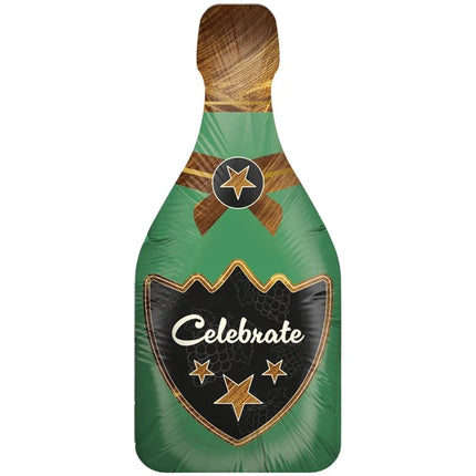 Palloncino ad elio verde "Celebrate" a forma di bottiglia di champagne, vuoto, 80 cm