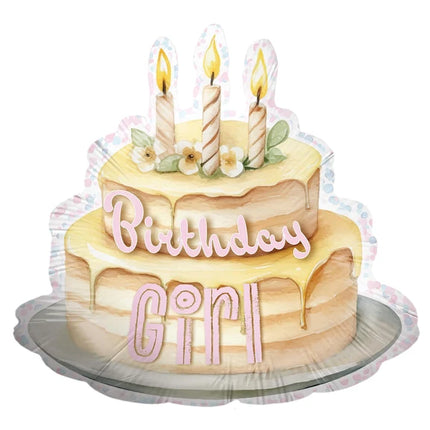 Palloncino ad elio "Birthday Girl" a forma di torta (vuoto) 70 cm