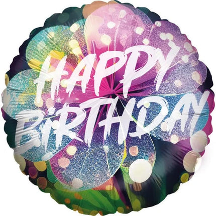 Palloncino ad elio "Buon compleanno" colorato a forma di fiore, rotondo, vuoto, 45 cm