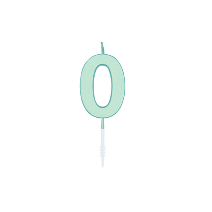 Candela "0 anni" verde menta pastello 4,5 cm