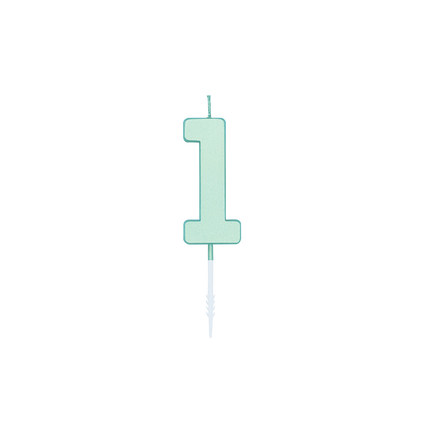 Candela da 1 anno, verde menta pastello, 4,5 cm