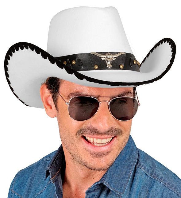 CAPPELLO DA COWBOY CON TORO, FELTRO BIANCO