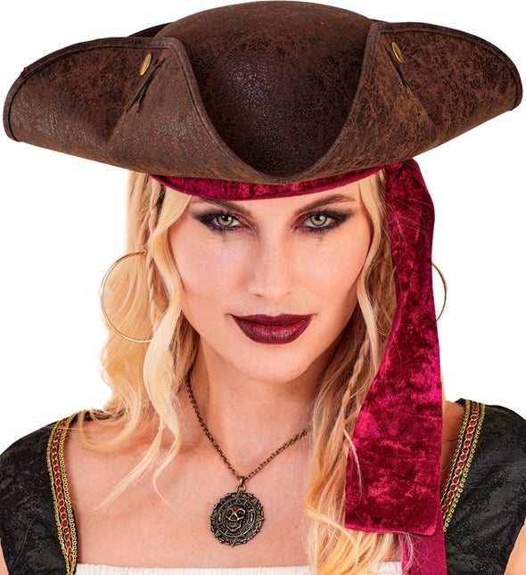 TRICORNO IN PELLE MARRONE