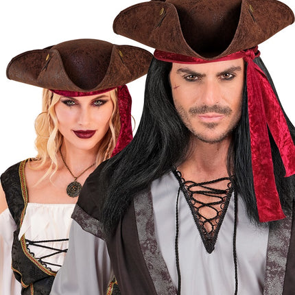 TRICORNO IN PELLE MARRONE