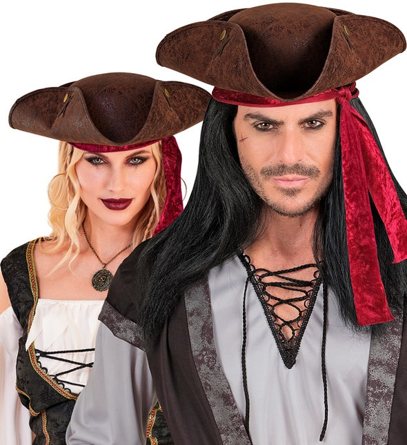 TRICORNO IN PELLE MARRONE