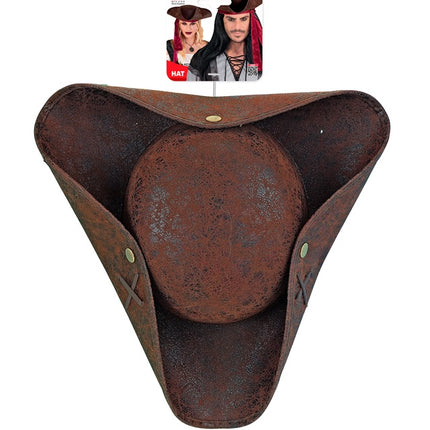 TRICORNO IN PELLE MARRONE