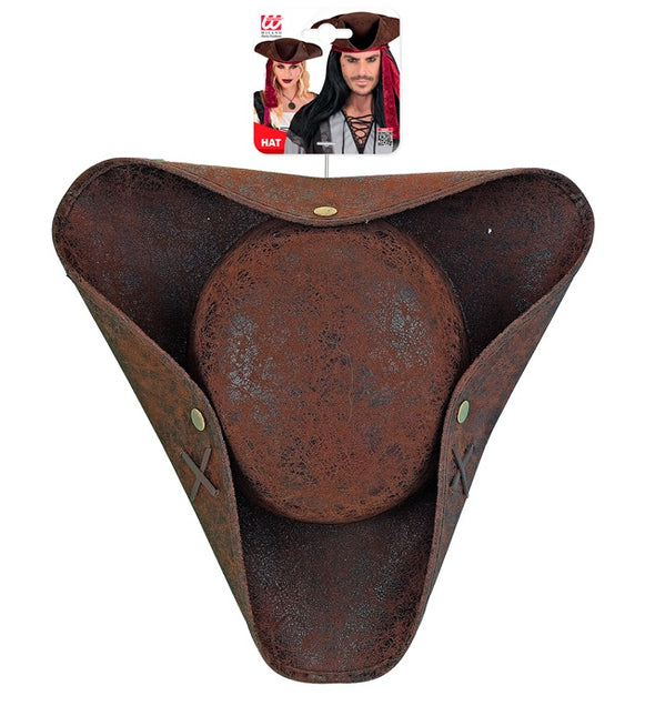 TRICORNO IN PELLE MARRONE