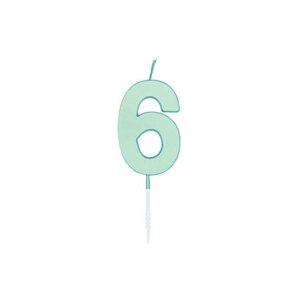 Candela da 6 anni, verde menta pastello, 4,5 cm