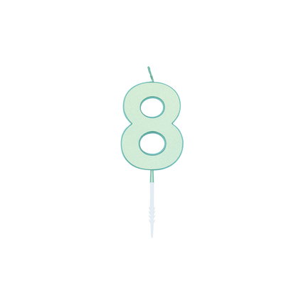 Candela "8 anni", verde menta pastello, 4,5 cm