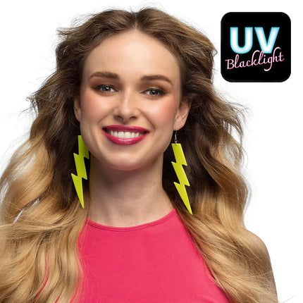 Coppia di orecchini Flash giallo neon UV