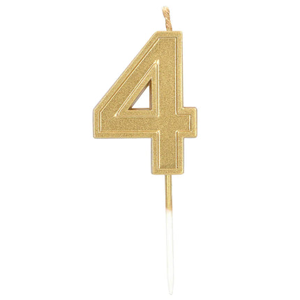 Candela Elegant '4' dorata su stecchino (3 x 4,2 x 0,7 cm)