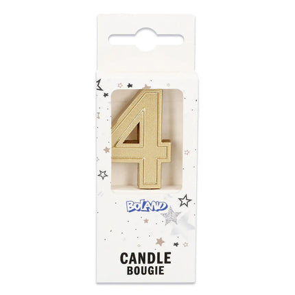 Candela Elegant '4' dorata su stecchino (3 x 4,2 x 0,7 cm)