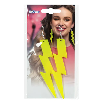 Coppia di orecchini Flash giallo neon UV