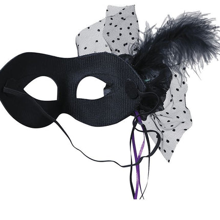 Maschera occhi nera con paillettes floreali