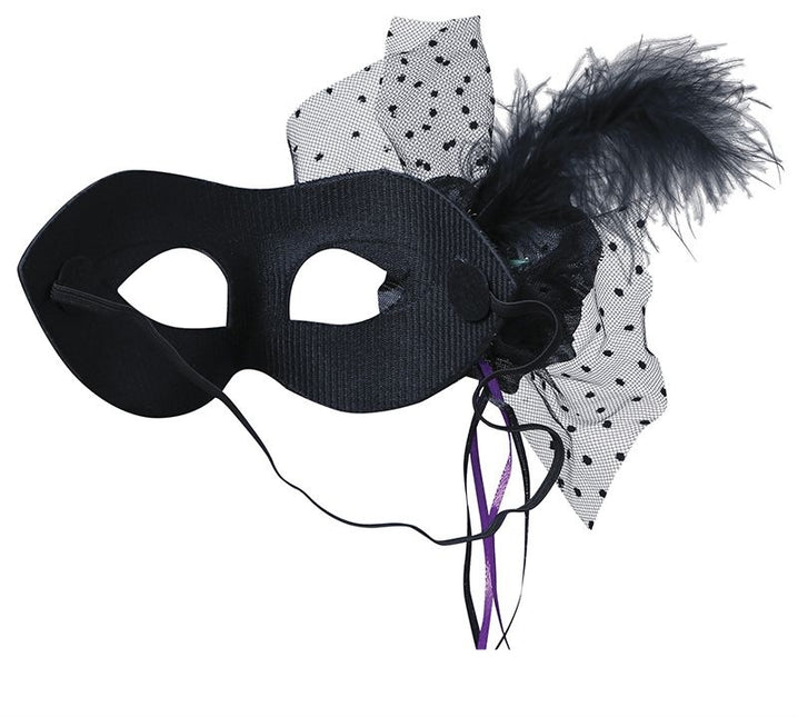 Maschera occhi nera con paillettes floreali