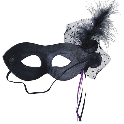 Maschera occhi viola con lustrini floreali