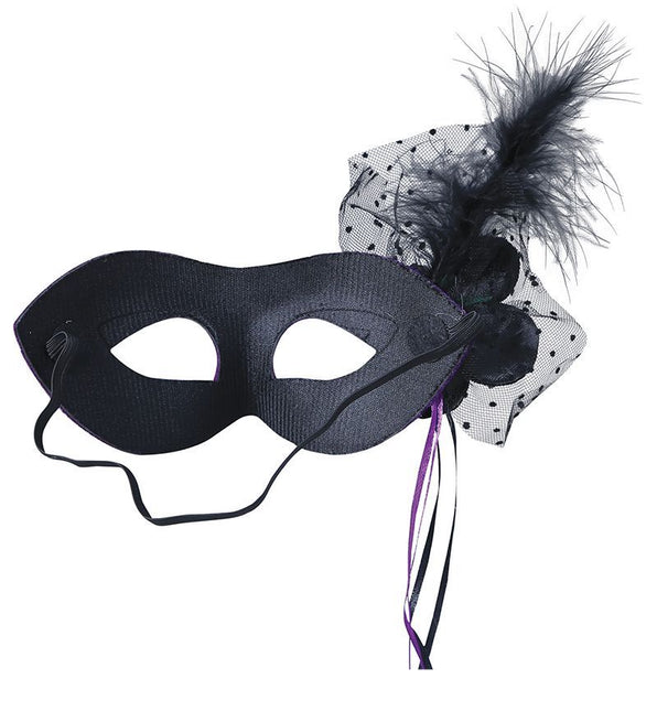 Maschera occhi viola con lustrini floreali