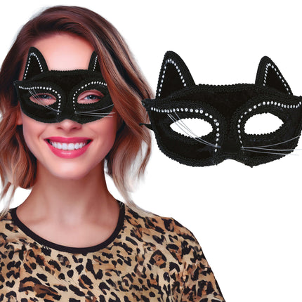Maschera occhi di gatto nera per adulti