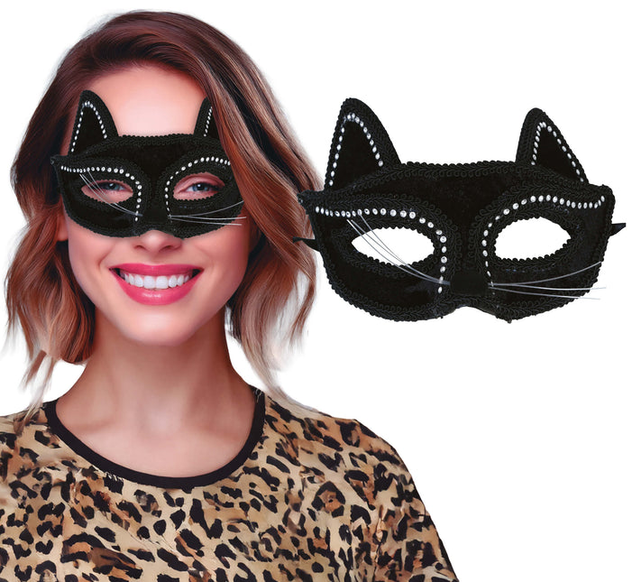 Maschera occhi di gatto nera per adulti