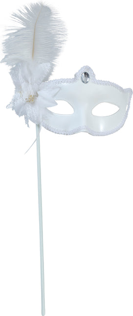 Antifaz blanco con palo, adulto