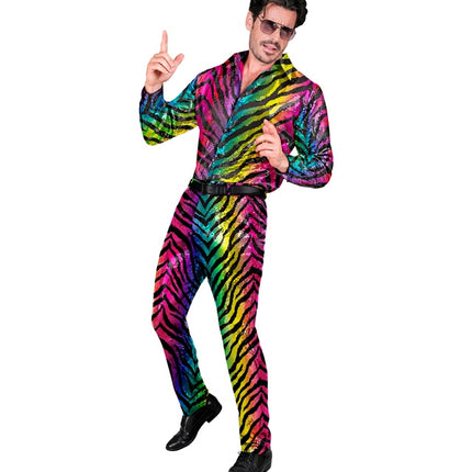 PAILLETS BROEK REGENBOOG TIGER Adulto