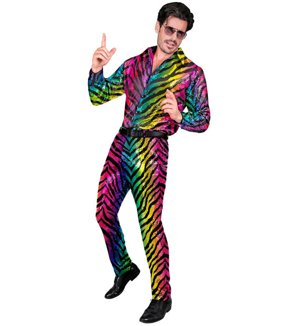 PAILLETS BROEK REGENBOOG TIGER Adulto