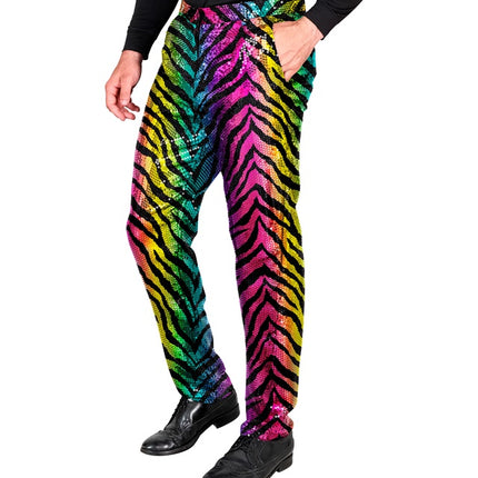 PAILLETS BROEK REGENBOOG TIGER Adulto