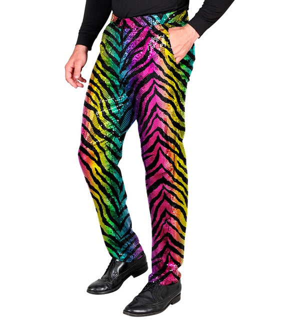 PAILLETS BROEK REGENBOOG TIGER Adulto