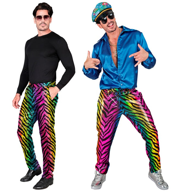 PAILLETS BROEK REGENBOOG TIGER Adulto