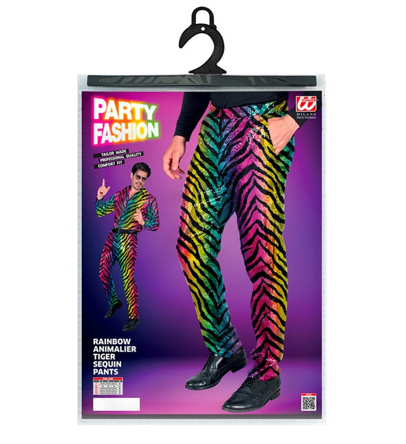 PAILLETS BROEK REGENBOOG TIGER Adulto
