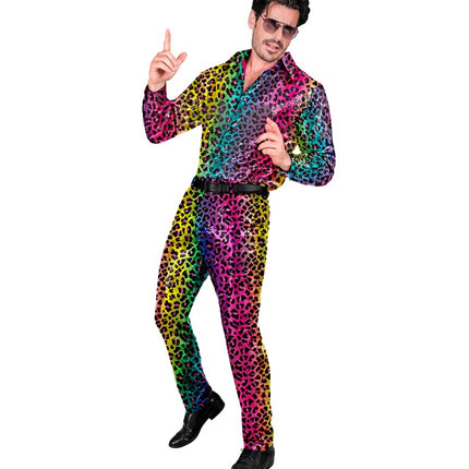 PANTALONI IN PAILLETTES LEOPARDO ARCOBALENO