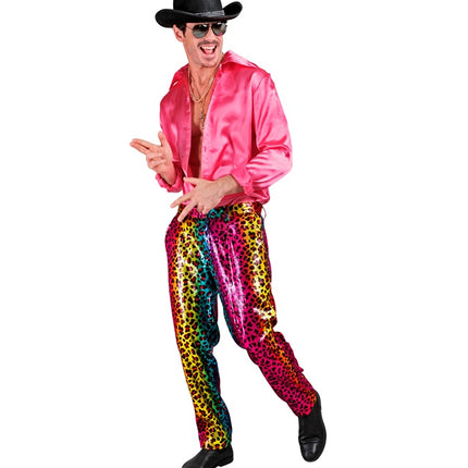 PANTALONI IN PAILLETTES LEOPARDO ARCOBALENO