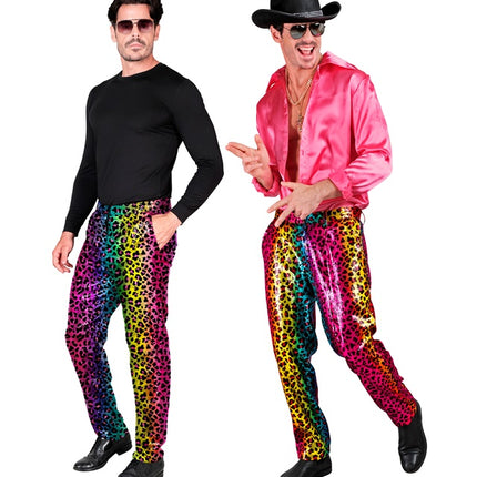 PANTALONI IN PAILLETTES LEOPARDO ARCOBALENO