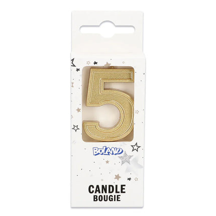 Candela Elegant '5' dorata su stecchino (3 x 4,2 x 0,7 cm)
