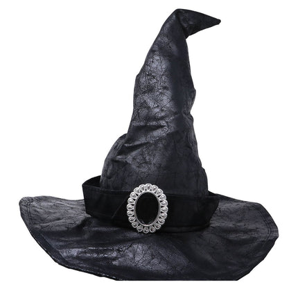 Cappello da strega di Halloween con fibbia nera