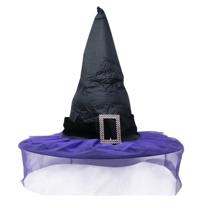 Cappello da strega di Halloween con velo viola