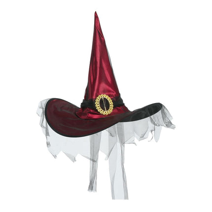 Cappello da strega di Halloween Velo Rosso