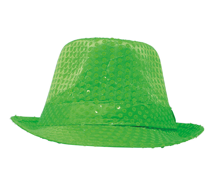 Cappello con paillettes verde neon