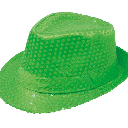Cappello con paillettes verde neon