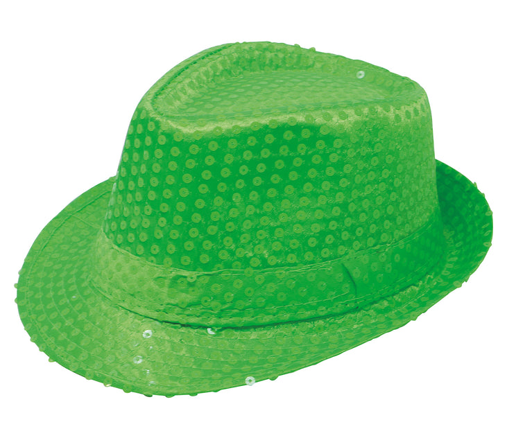Cappello con paillettes verde neon