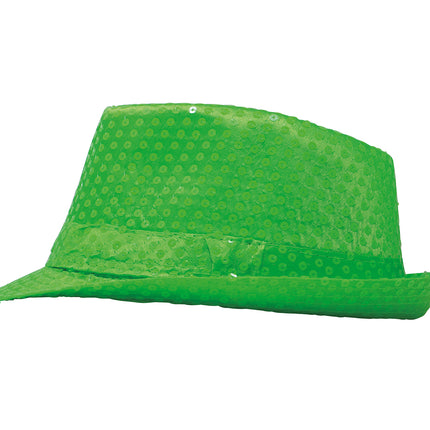 Cappello con paillettes verde neon