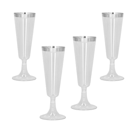 Set di 4 flauti di plastica scintillanti argento