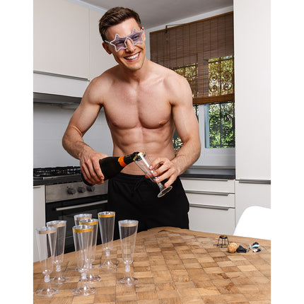 Set di 4 flauti di plastica scintillanti argento