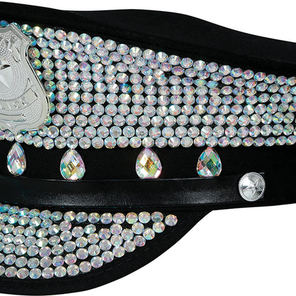 Cappellino da poliziotto nero con glitter argentati