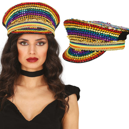 Cappellino arcobaleno con glitter